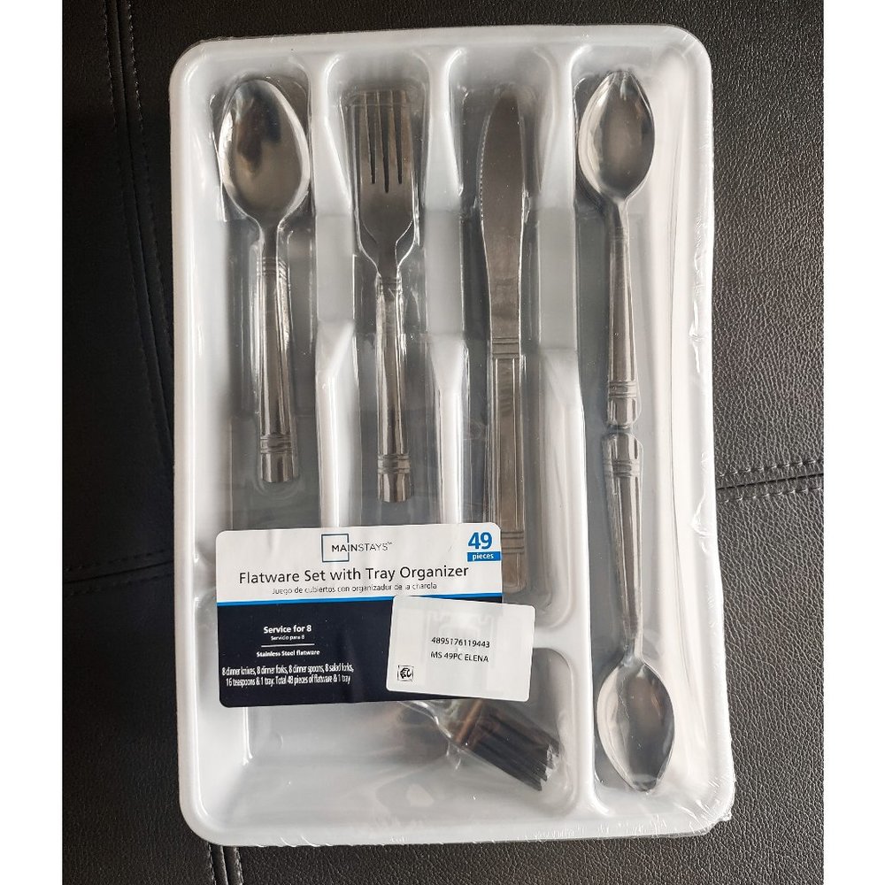 NEW Mainstays Flatware Set with Tray Organizer